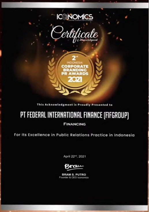 FIFGROUP Raih Corporate Branding PR Award 2021 In Pembiayaan 15T